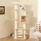 71 Inch Tall Wooden Cat Tree Tower with Soft Padded Plush Cushions Ideal for Indoor Cats